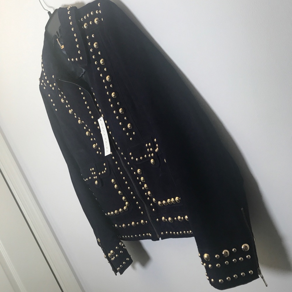 Trina Turk STUDDED LEATHER NWT $798 Jacket RARE S - Picture 6 of 9